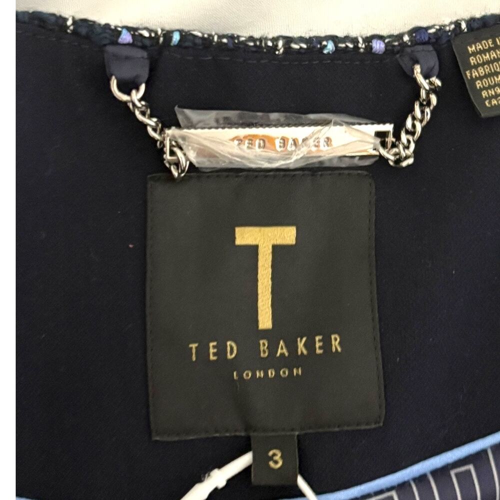 NWT Ted Baker Blazer - Size 8 - Teal Tweed w/ Zipper Details - Picture 9 of 16